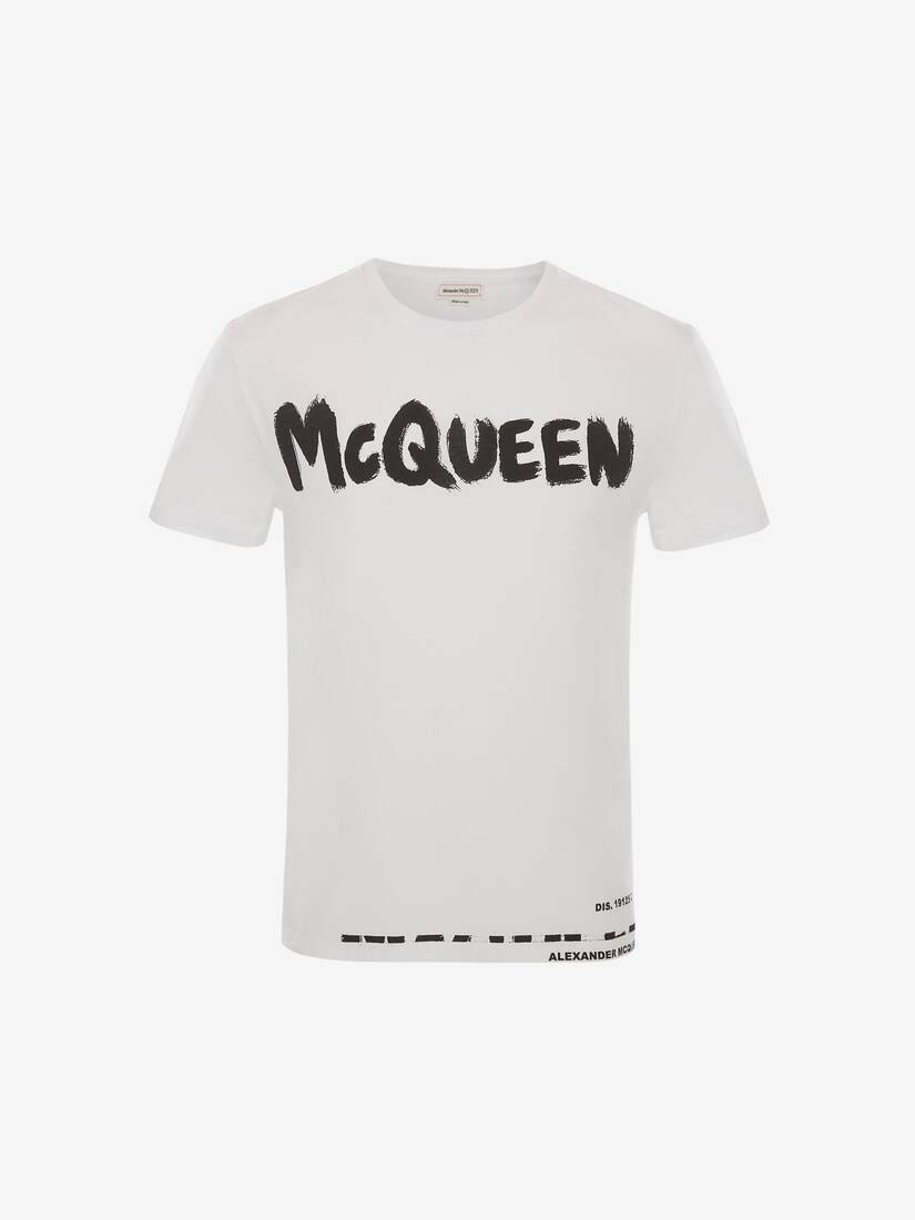 Camisetas Alexander McQueen Graffiti Hombre - Blancos - Mexico 108-JAVNLH